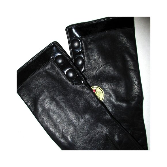 Vintage 70's Creation Pierre Cardin Made by Aris Black Leather Gloves NWT 7 1/2 - Picture 8 of 9